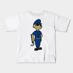 Dog as Police officer with Baton & Sunglasses Kids T-Shirt